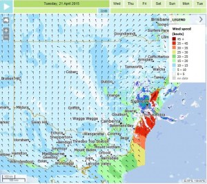 NSW wind speed map from yesterday.