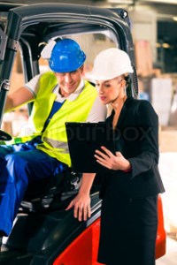 Woman with forklift
