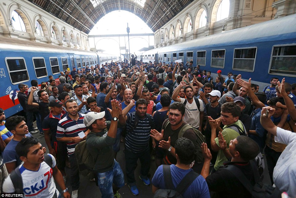 Immigrants at Munich Train station