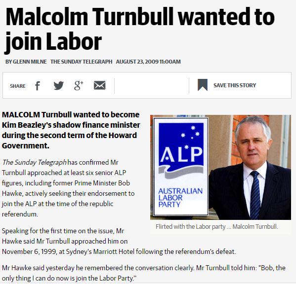 Turnbull wanted to join Labor
